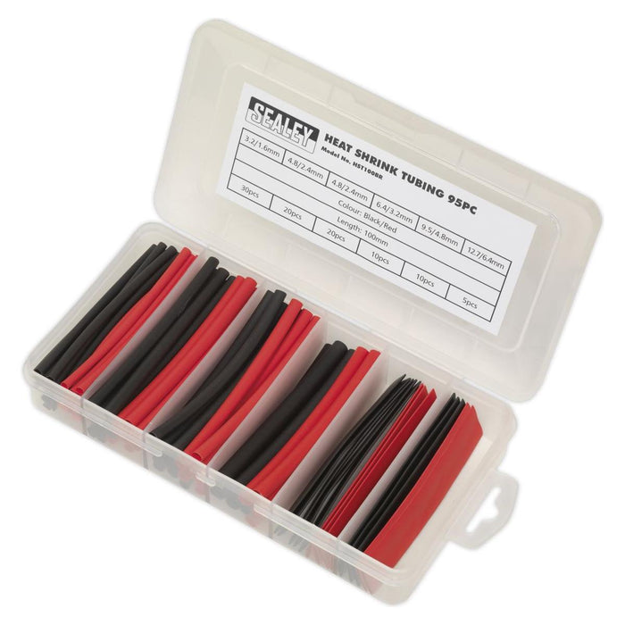 Sealey Heat Shrink Tubing Assortment 95pc 100mm Black & Red HST100BR Sealey - Town Tools 