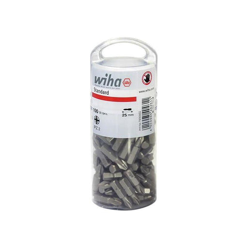 Wiha Standard Pozidriv Bits PZ2 25mm Tub of 100 Wiha - Town Tools