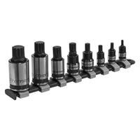 Sealey Spline Socket Bit Set 8pc 1/4" 3/8" & 1/2"Sq Drive Black Series AK6214B