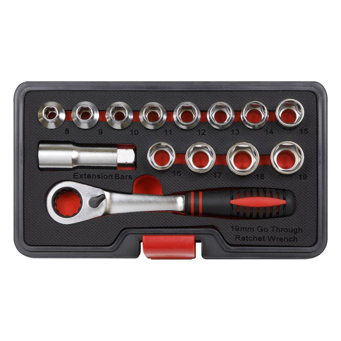 Sealey Socket Set 14pc Go-Through Low Profile WallDrive Metric AK6926 Sealey - Town Tools 