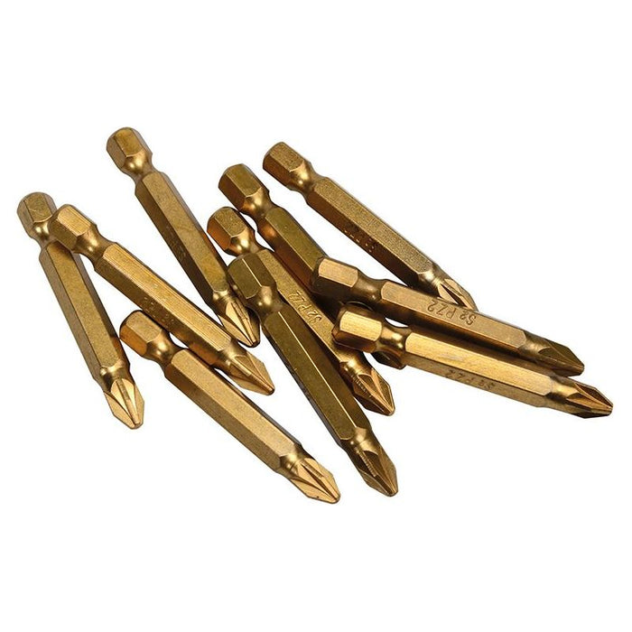 Bluespot Tools Titanium Coated Screwdriver Bits PZ2 x 50mm (Pack 10) BlueSpot Tools - Town Tools