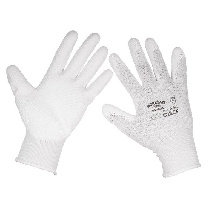 Worksafe Worksafe White Precision Grip Gloves, X-Large - Pack of 6 Pairs Worksafe - Town Tools 