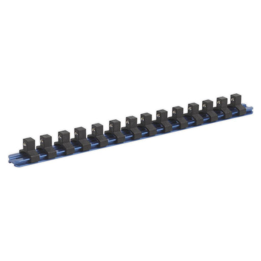 Sealey Socket Retaining Rail with 14 Clips Aluminium 3/8"Sq Drive SR3814 Sealey - Town Tools 