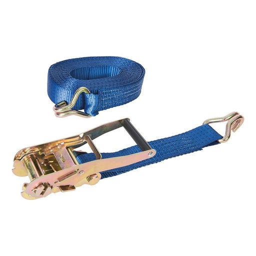 Silverline Ratchet Tie Down Strap J-Hook 8m x 50mm Rated 1700kg Capacity 3400kg Silverline - Town Tools 