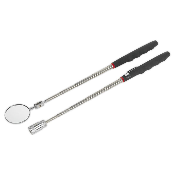 Sealey Telescopic Magnetic LED Pick-Up Tool & Inspection Mirror Set 2pc S0941 Siegen by Sealey - Town Tools 