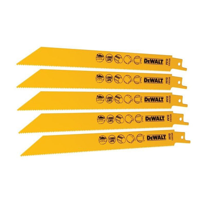 Dewalt Power Tools Bi-Metal Reciprocating Blade for Metal 203mm x 14 TPI (Pack 5) DeWALT Power Tools - Town Tools