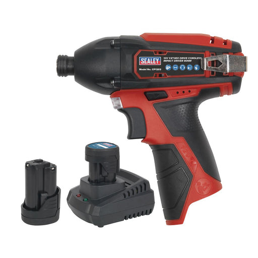 SV12 Series 1/4"Hex Drive Cordless Impact Driver Kit 12V 1.5Ah - 2 Batteries Sealey - Town Tools 