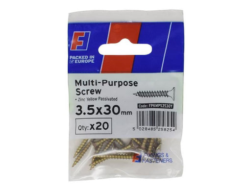 ForgeFix Multi-Purpose Pozi Screw CSK ST ZYP 3.5 x 30mm ForgePack 20 ForgeFix - Town Tools