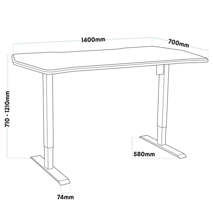 Dellonda Carbon Electric Height Adjustable Standing Desk 1400 x 700mm