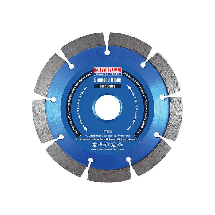 Faithfull Mortar Raking Diamond Blade 115 x 22mm Faithfull - Town Tools