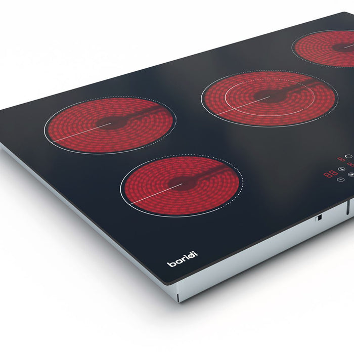 Baridi Integrated Ceramic Hob with 5 Cooking Zones 77cm - Black Glass