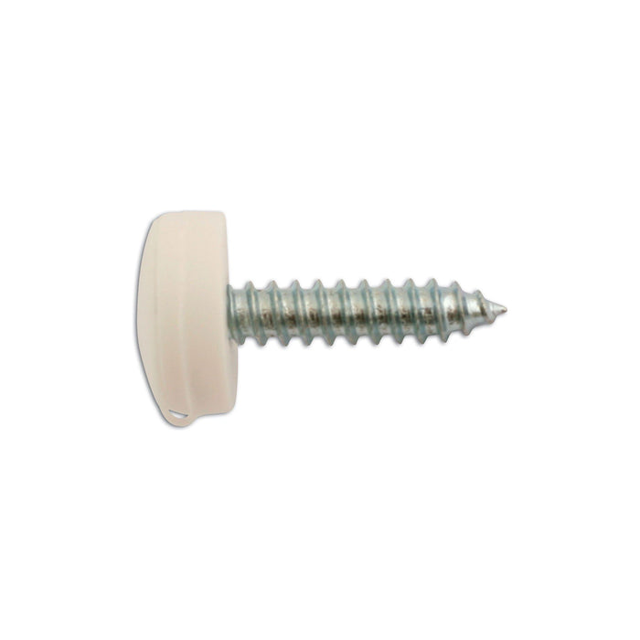 Connect Number Plate Security Screws 6 x 20mm White Cap 100pc 30633 Tool Connection - Town Tools 