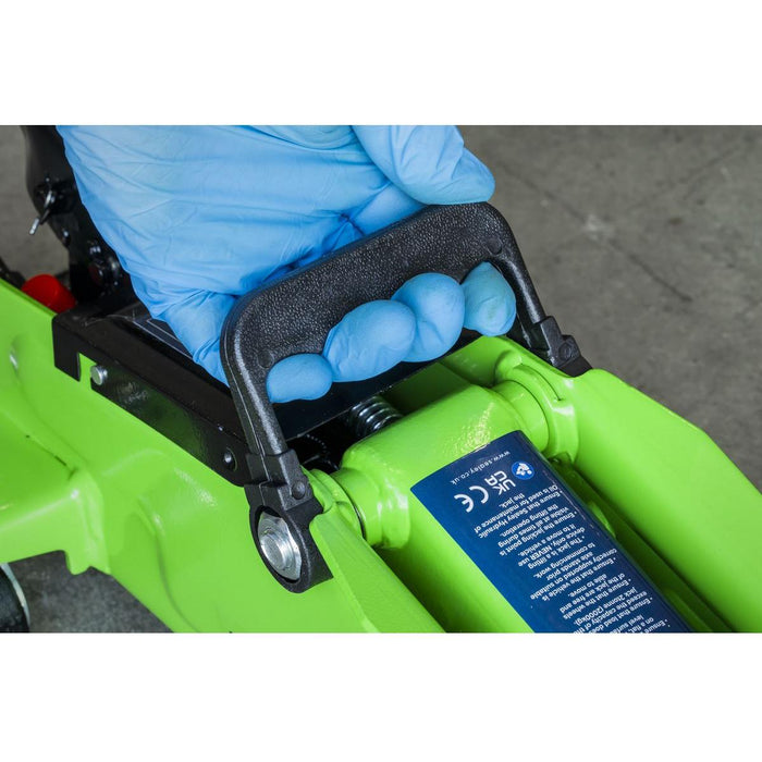Sealey Short Chassis Trolley Jack with Storage Case 2 Tonne - Green 1050CXDHV Sealey - Town Tools 
