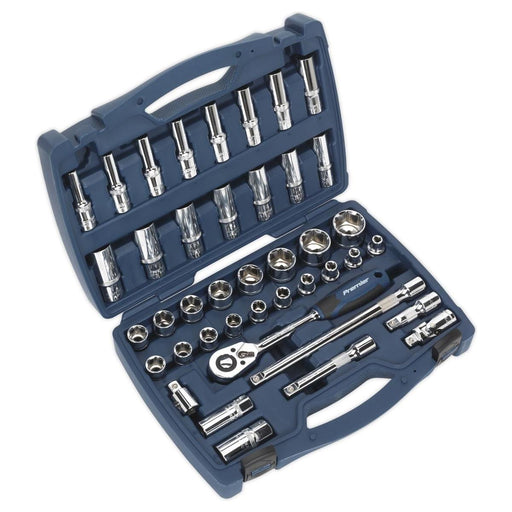 Sealey Socket Set 41pc 1/2"Sq Drive WallDrive Metric AK8993 Sealey - Town Tools 