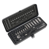 Sealey Socket Set 32pc 1/4"Sq Drive 6pt WallDrive Metric Black Series AK7970