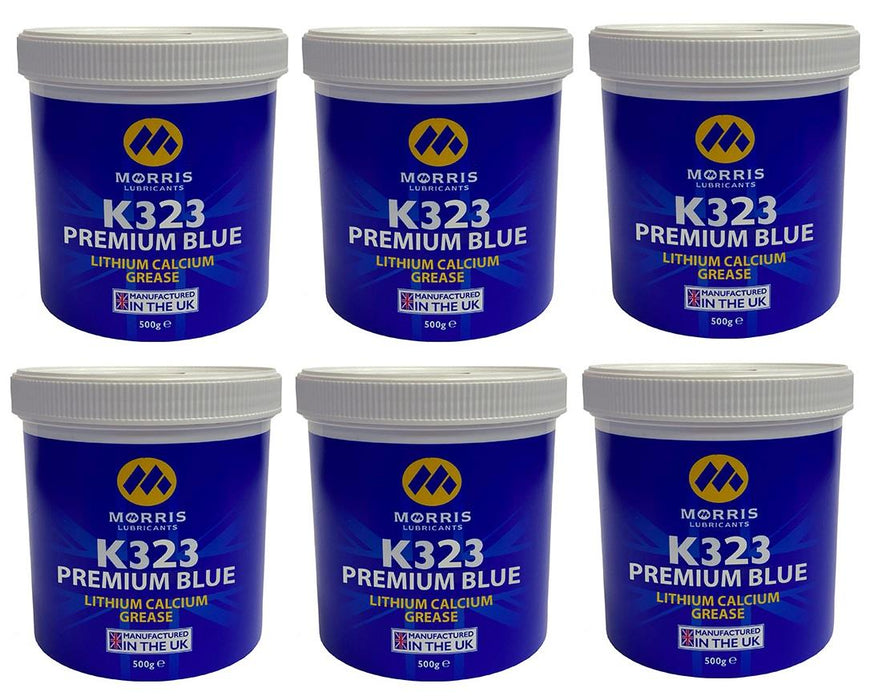 6x Morris K323 Blue Grease Tub 500g Premium Lithium Calcium High Pressure