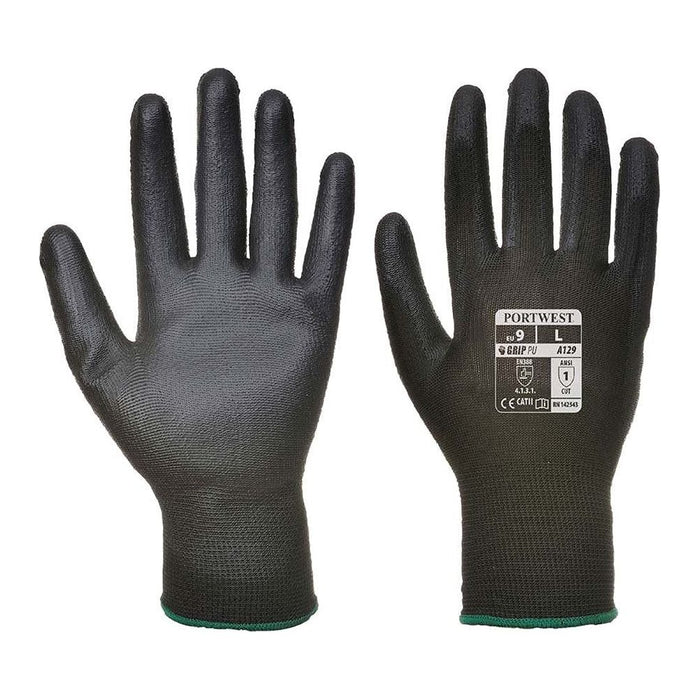 Portwest PU Palm Glove - Black  - Large - Pack of 12 Portwest - Town Tools 