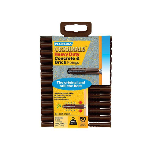 Plasplugs SBJP551 Originals™ Heavy-Duty Fixings (Pack 50) Plasplugs - Town Tools