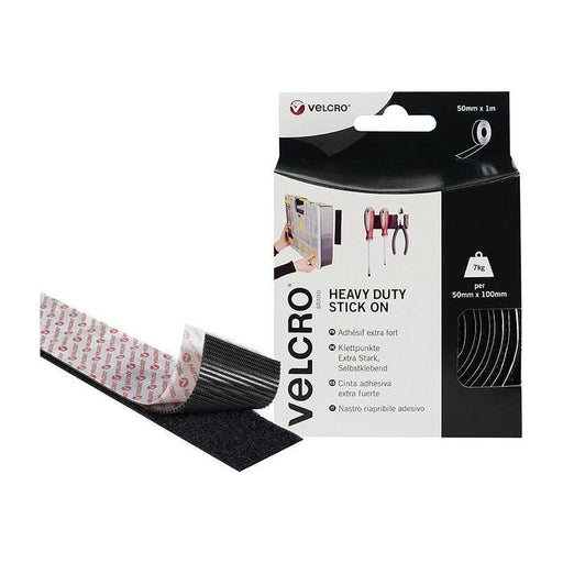 Velcro® Brand VELCRO® Brand Heavy-Duty Stick On Tape 50mm x 1m Black VELCRO® Brand - Town Tools