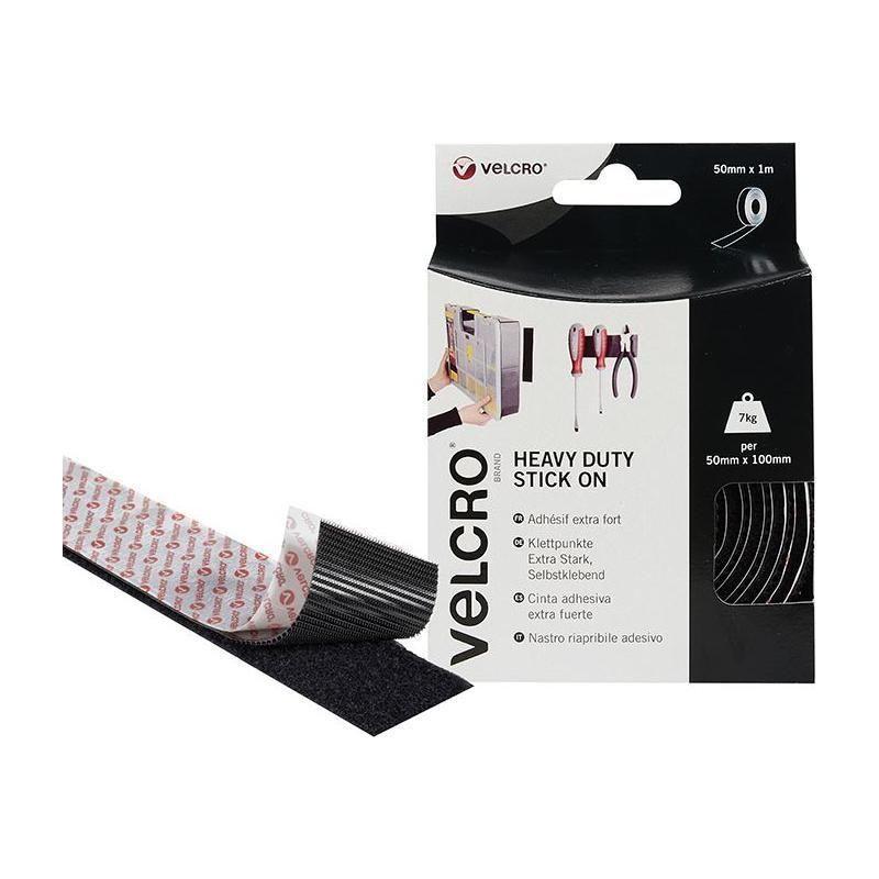 Velcro® Brand VELCRO® Brand Heavy-Duty Stick On Tape 50mm x 1m Black VELCRO® Brand - Town Tools