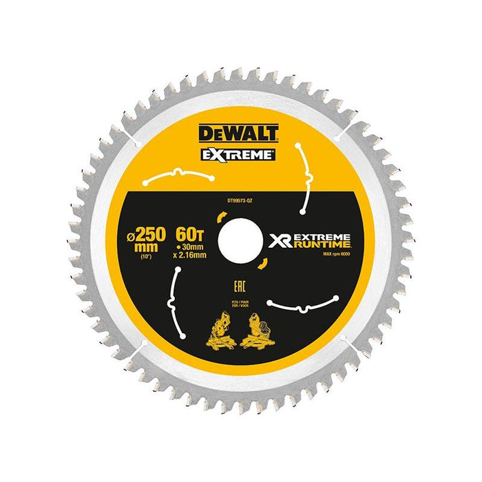 Dewalt Power Tools Extreme Runtime FlexVolt Mitre Saw Blade 250 x 30mm x 60T DeWALT Power Tools - Town Tools