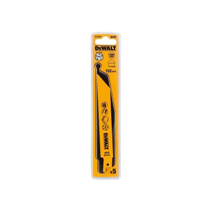 Dewalt Power Tools Bi-Metal Reciprocating Blade for Plastic & Pipes 152mm( Pack 5) DeWALT Power Tools - Town Tools