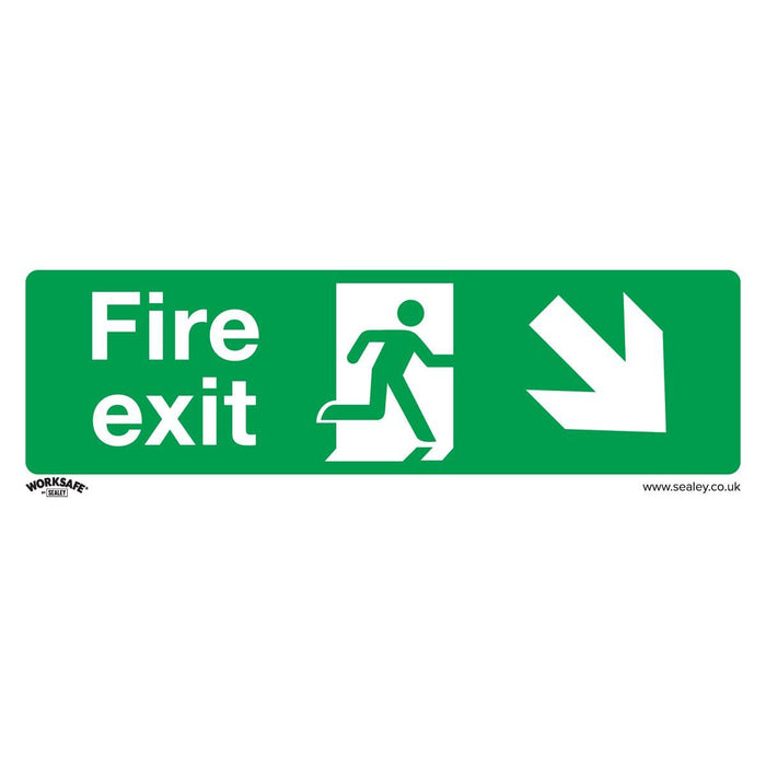 Sealey Safe Conditions Safety Sign Fire Exit (Down Right) Self-Adhesive Vinyl Pa Sealey - Town Tools 