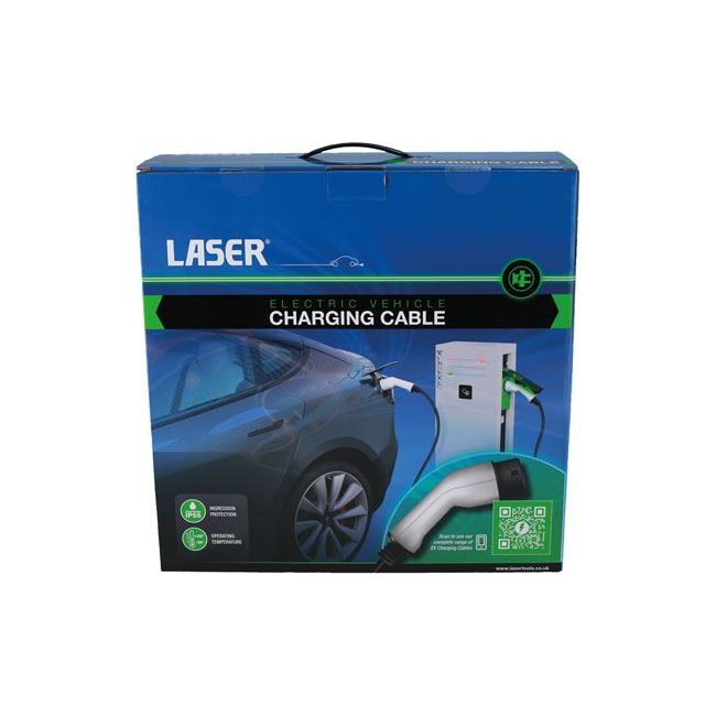 Laser EV Charging Cable - Type 2 Female to Type 2 Male 32A Single Phase 8620 Laser - Town Tools 