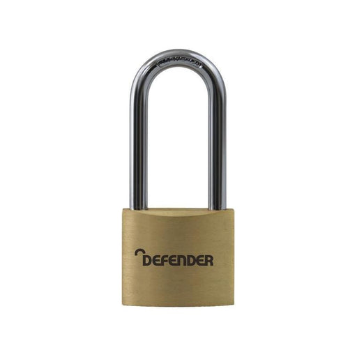 Defender Brass Padlock Long Shackle 40mm DEFENDER - Town Tools