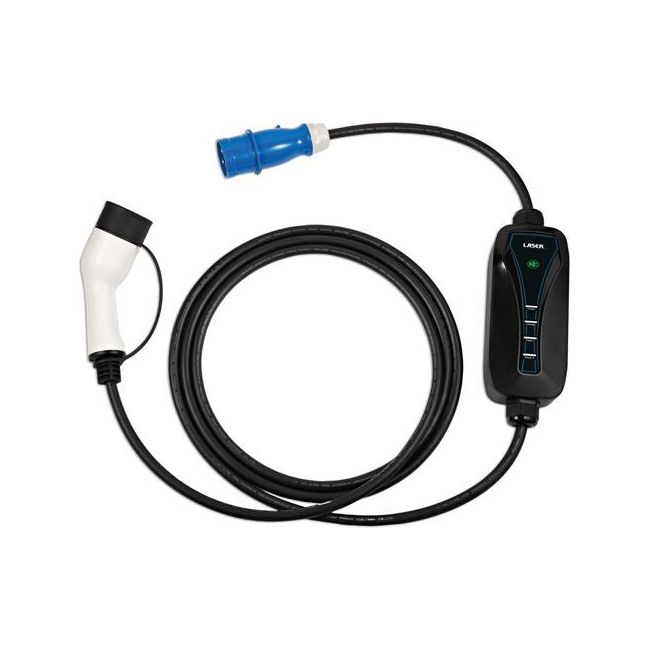 Laser EV Charging Cable - Type 2 Female to Commando Plug (blue) 32A Single Phase 8630 Laser - Town Tools 