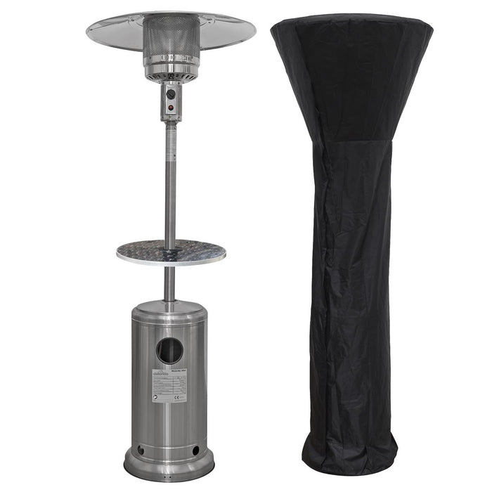 Dellonda Freestanding Gas Patio Heater 13kW with Wheels Table & Cove