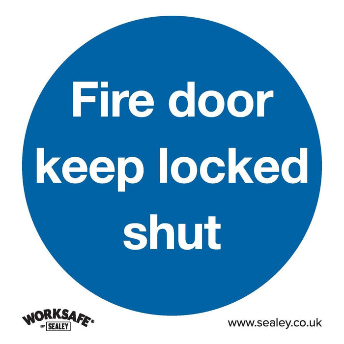 Sealey Mandatory Safety Sign Fire Door Keep Locked Shut Self-Adhesive Vinyl Sealey - Town Tools 