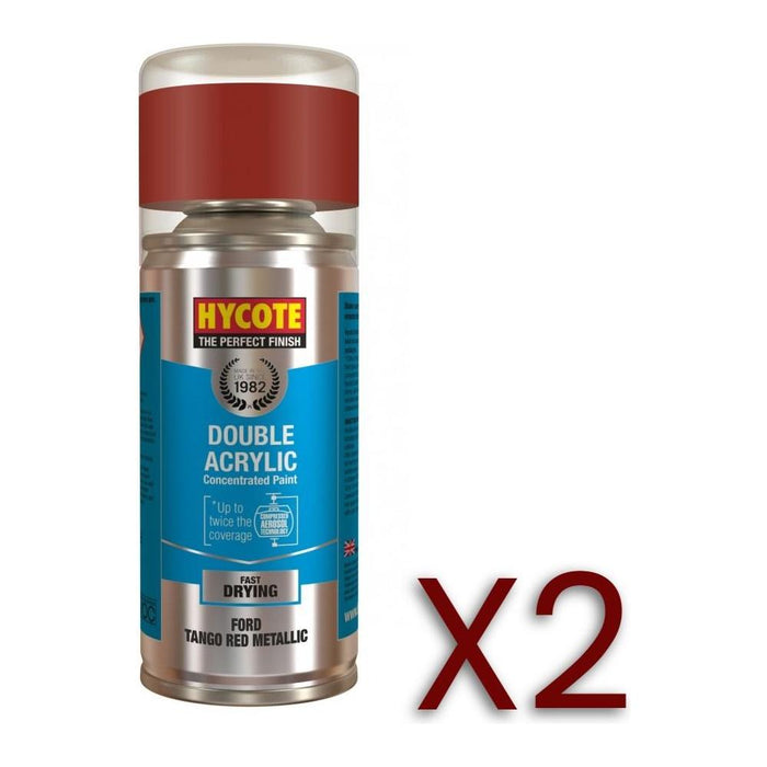 2x Hycote Aerosol Paint for Ford Tango Red Metallic 150ml Hycote - Town Tools 