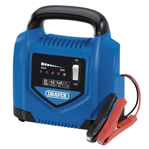 Draper 6/12V Battery Charger, 4.2A, 5 - 45Ah 70544 Draper - Town Tools 