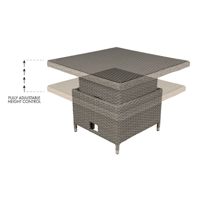 Dellonda Chester Rattan Wicker Adjustable-Height Outdoor Dining Table