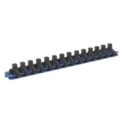 Sealey Socket Retaining Rail with 14 Clips Aluminium 1/4"Sq Drive SR1414 Sealey - Town Tools 