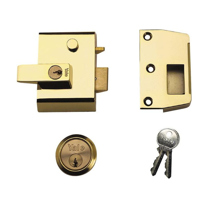Yale Locks P2 Double Security Nightlatch 40mm Backset Brasslux Finish Visi Yale Locks - Town Tools