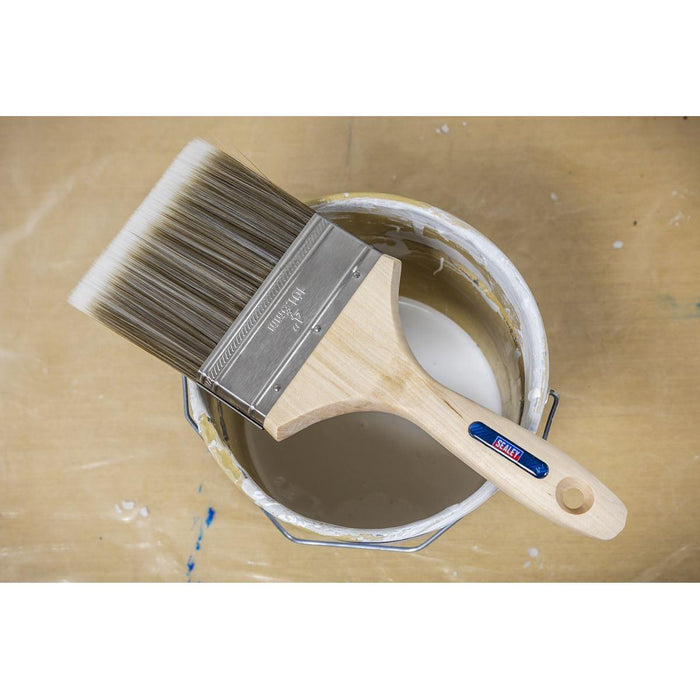 Sealey Wooden Handle Paint Brush 100mm SPBS100W Sealey - Town Tools 