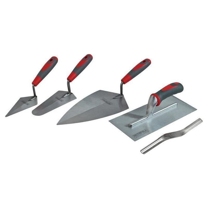 Faithfull Soft Grip Handle Trowel Pack 5 Piece Faithfull - Town Tools