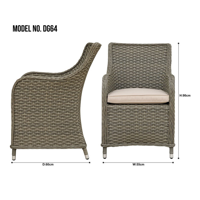 Dellonda Chester Rattan Wicker Outdoor Garden Dining Chairs 2pc DG64