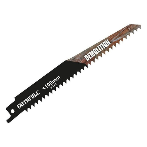 Faithfull S1111DF Bi-Metal Sabre Saw Blade Demolition 228mm 6 TPI (Pack of 5) Faithfull - Town Tools