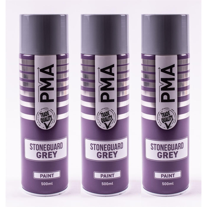 3 x PMA Professional Stone Guard Grey 500ml Spray Paint High Coverage PMA - Town Tools 