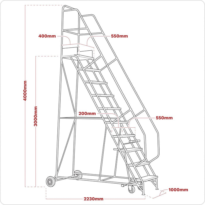 Sealey Mobile Safety Steps 12-Tread MSS12 Sealey - Town Tools 