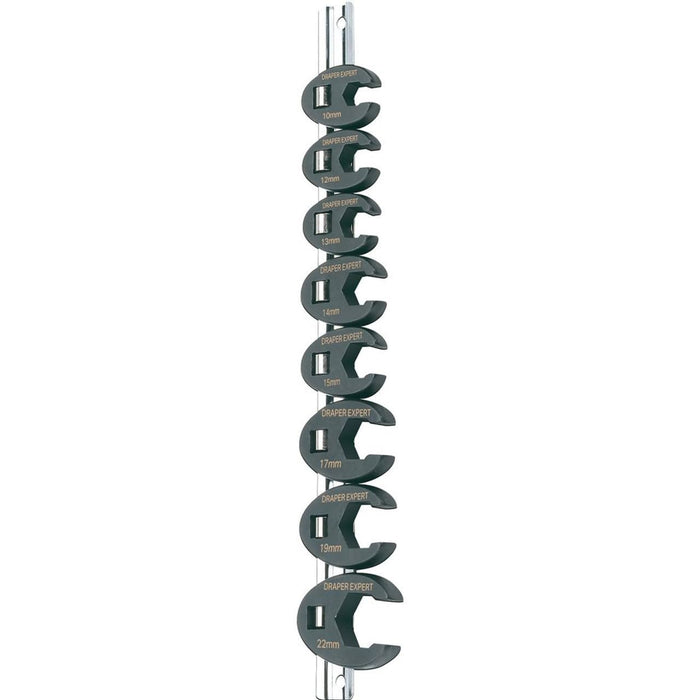 Draper Metric Crow Foot Spanner Set on a Metal Rail, 3/8" Sq. Dr. (8 Piece) Draper - Town Tools 