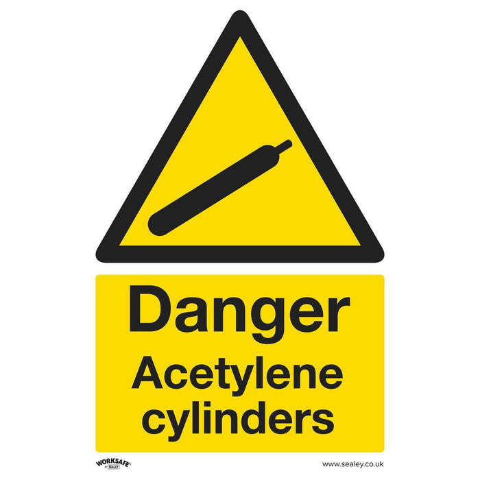 Sealey Warning Safety Sign Danger Acetylene Cylinders Rigid Plastic SS63P1 Sealey - Town Tools 