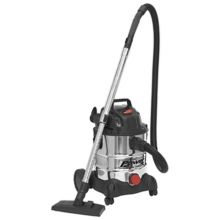 Sealey Vacuum Cleaner Industrial Wet & Dry 20L 1250W/230V Stainless Drum PC200SD Sealey - Town Tools 