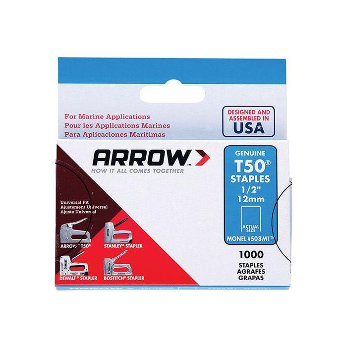 Arrow T50M 505m Monel Staples 8mm ( 5/16in) (Box 1000) Arrow - Town Tools