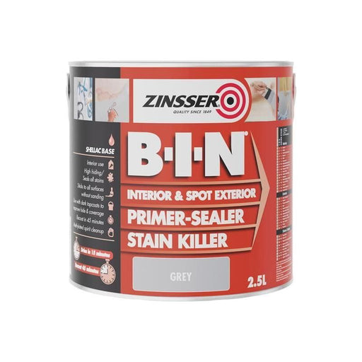 Zinsser B.I.N® Primer, Sealer & Stain Killer Paint Grey 2.5 litre Zinsser - Town Tools