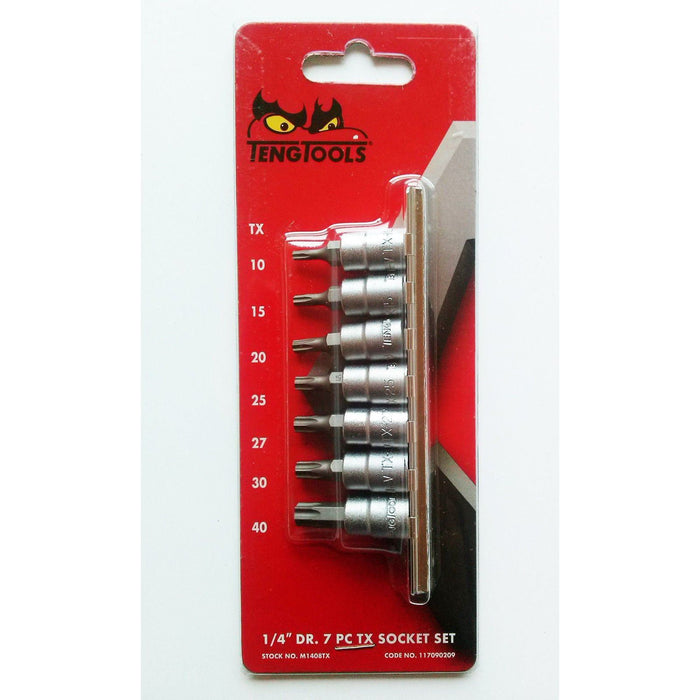 Teng Tools 1/4" TX Bit Socket Clip Rail Set 8 Pieces Teng Tools - Town Tools 