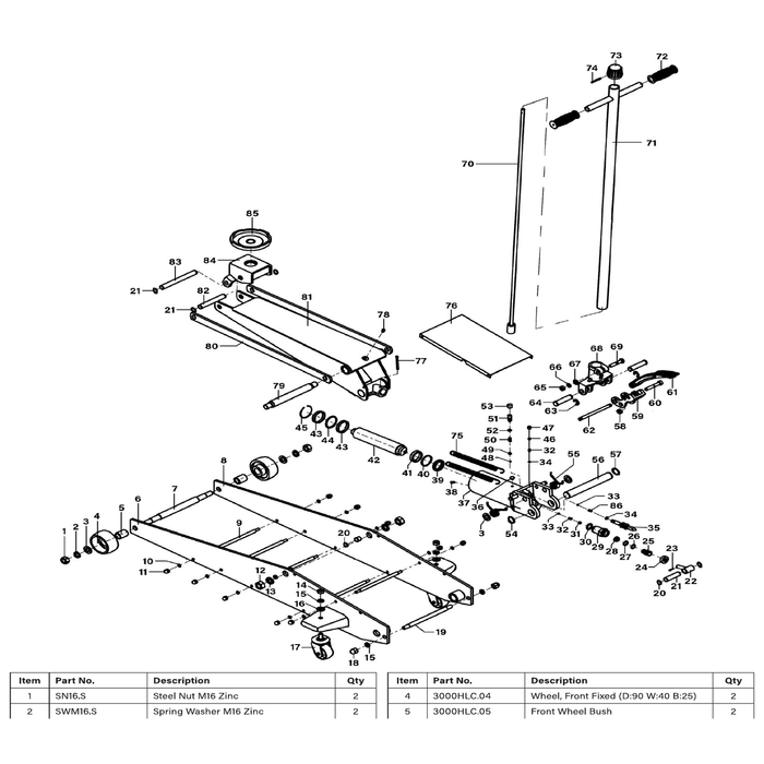 Sealey Lifting Arm assembly